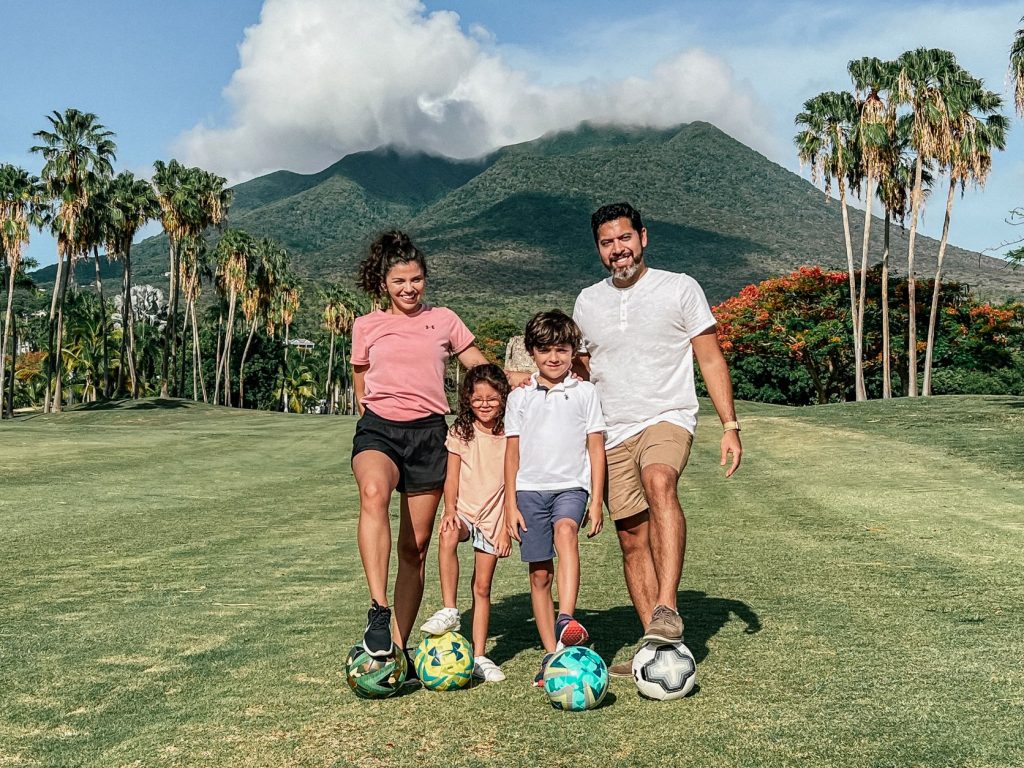playing foot golf at the Four Seasons Resort Nevis