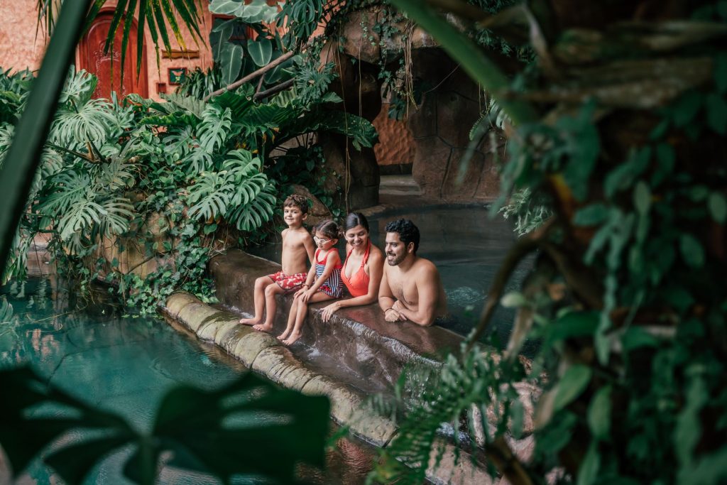sitting in a thermal pool in costa rica