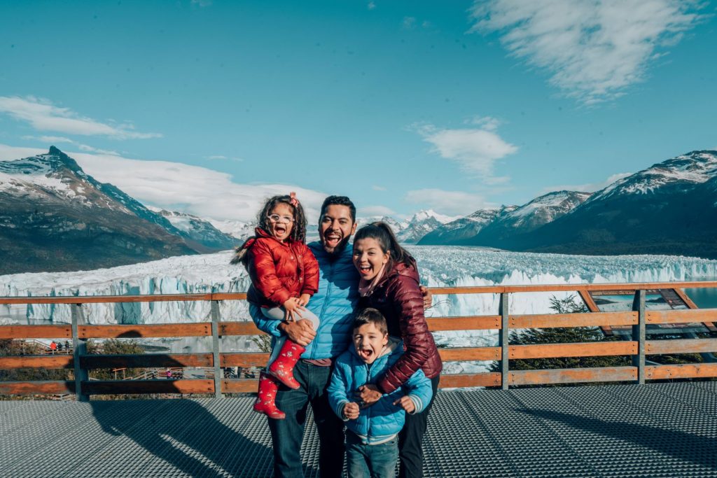 family picture at the perito moreno glacier in argentina